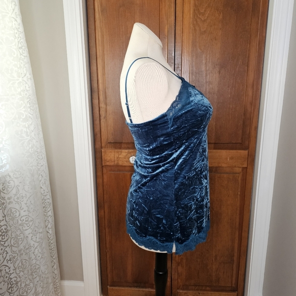 INC International Concepts Teal Velour Lace Cami Tank Top Size L - Picture 4 of 11